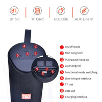 T&G TG169 LED Tragbarer Bluetooth-Lautsprecher für den Außenbereich, wasserdicht, Subwoofer, 3D-Stereo-Mini-Wireless-Lautsprecher, unterstützt AUX, FM, TF-Karte