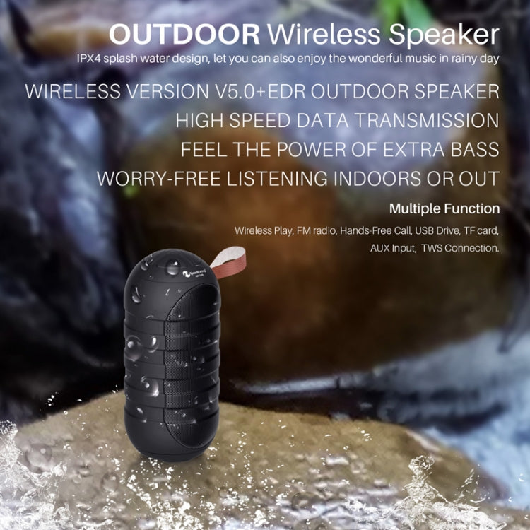 NewRixing NR106 Mini tragbarer kabelloser Bluetooth-Lautsprecher, Stereo-Subwoofer, integriertes Mikrofon, unterstützt Freisprechen, TF-Karte und FM, without LED Flashlight