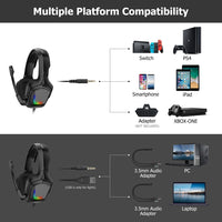 ONIKUMA K20 PS4 Headset Stereo Gaming Headset mit Mikrofon/LED-Licht für XBox One/Laptop Tablet