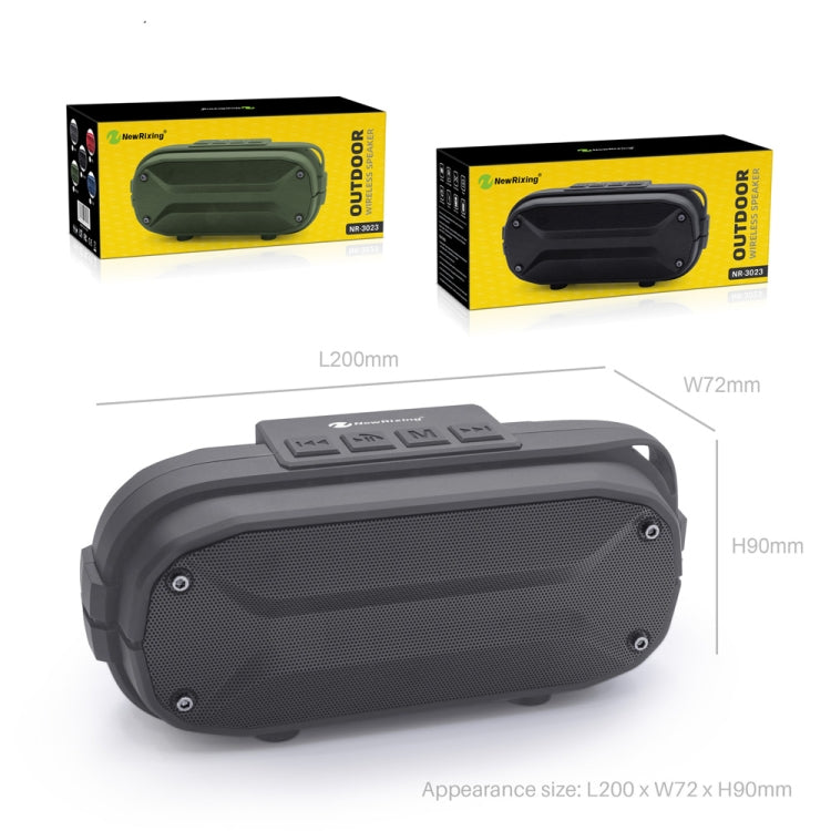 NewRixing NR3023 Tragbarer kabelloser Stereo-Bluetooth-Lautsprecher, integriertes Mikrofon, unterstützt TF-Karte/FM