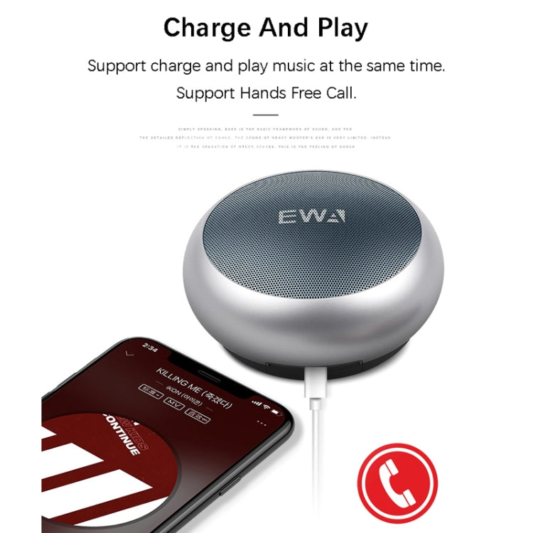 EWA A110 IPX5 Wasserdichter tragbarer Mini-Bluetooth-Lautsprecher aus Metall, unterstützt 3,5-mm-Audio und 32 GB TF-Karte und Anrufe