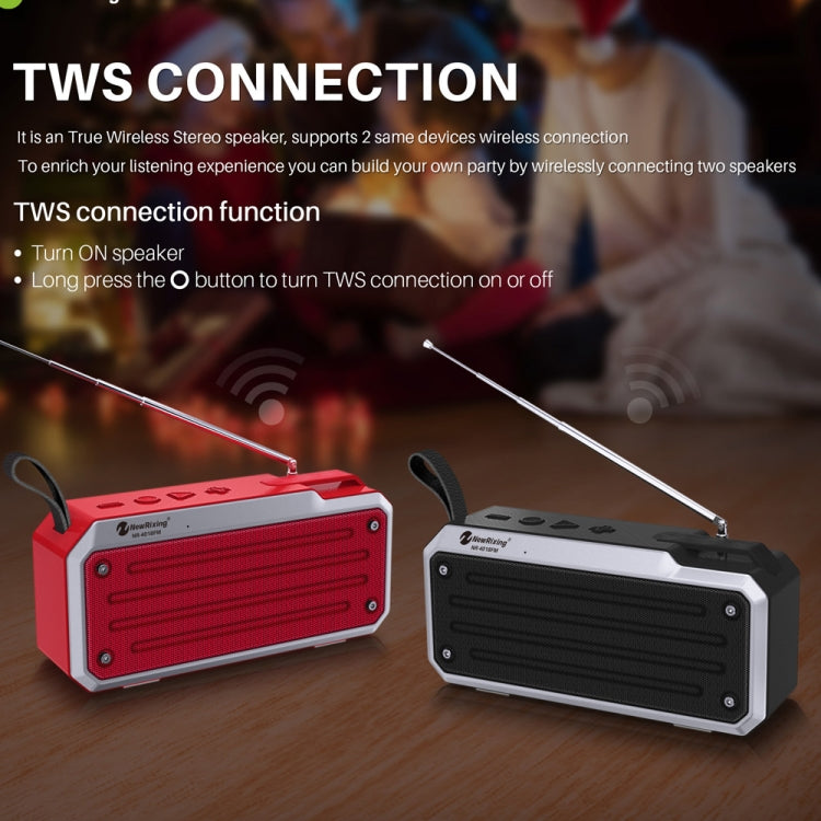 NewRixing NR4018FM TWS Tragbarer Stereo-Bluetooth-Lautsprecher, unterstützt TF-Karte / FM / 3,5 mm AUX / U-Disk / Freisprechanruf