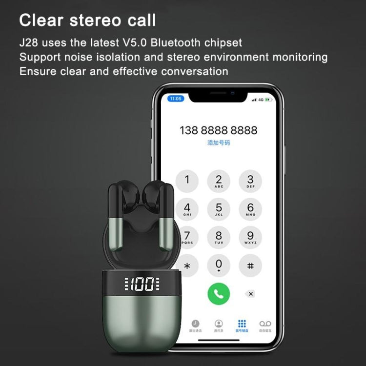 J28 TWS Drahtlose Bluetooth Kopfhörer LED Digital Display HIFI Musik Sport Kopfhörer