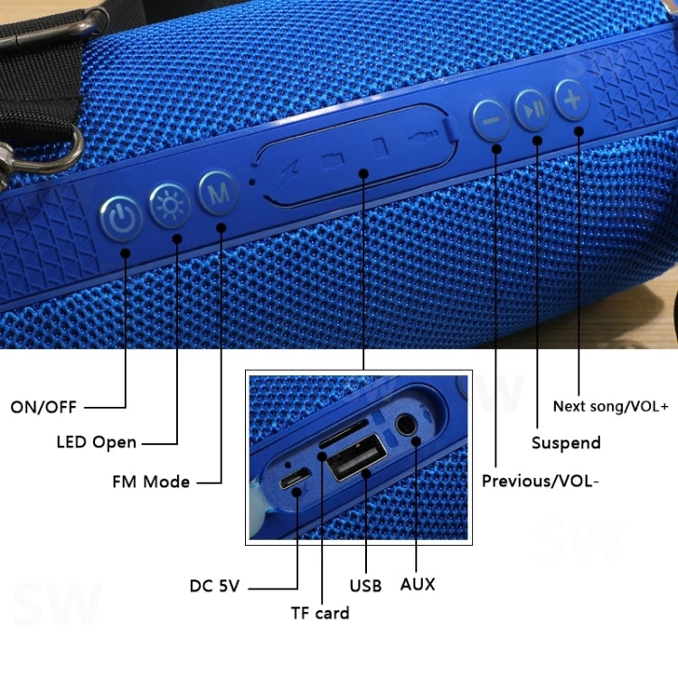 T&G TG192 LED-Blinklicht, tragbarer kabelloser Bass-3D-Stereo-Bluetooth-Lautsprecher, unterstützt FM/TF-Karte/USB