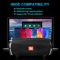 T&G TG187 Tragbarer, wasserdichter, kabelloser Bass-Surround-Bluetooth-Lautsprecher mit Schultergurt, unterstützt FM/TF-Karte