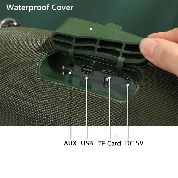 T&G TG187 Tragbarer, wasserdichter, kabelloser Bass-Surround-Bluetooth-Lautsprecher mit Schultergurt, unterstützt FM/TF-Karte