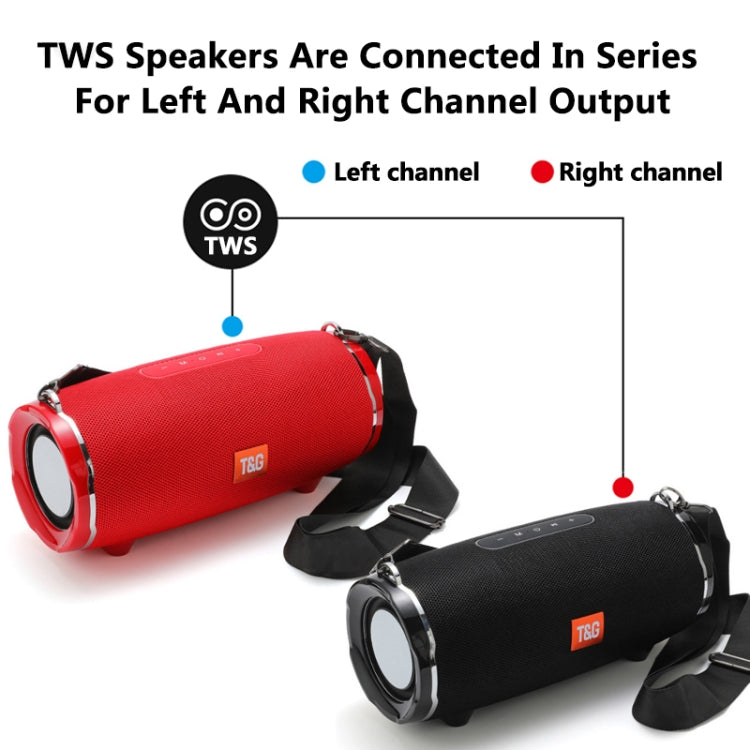 T&G TG187 Tragbarer, wasserdichter, kabelloser Bass-Surround-Bluetooth-Lautsprecher mit Schultergurt, unterstützt FM/TF-Karte