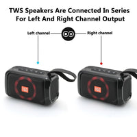T&G TG193 Tragbarer Bluetooth-Lautsprecher, LED-Licht, wasserdichter Outdoor-Subwoofer, unterstützt TF-Karte/FM-Radio/AUX