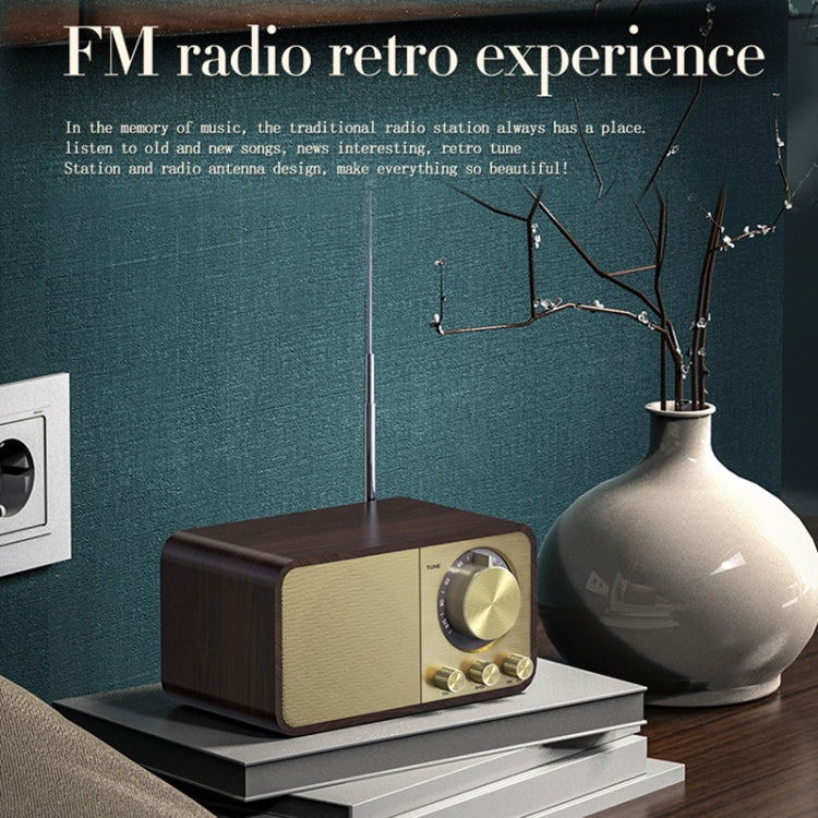 JY-66 Holz Wireless BT5.0 Retro Classic Lautsprecher FM Radio Unterstützung TF / U-Disk / AUX