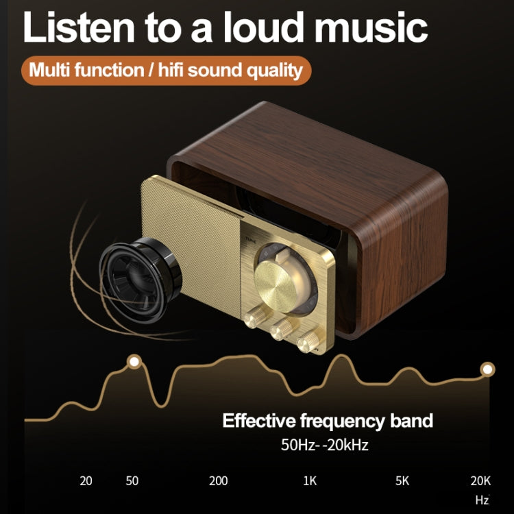 JY-66 Holz Wireless BT5.0 Retro Classic Lautsprecher FM Radio Unterstützung TF / U-Disk / AUX