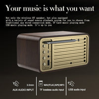 JY-66 Holz Wireless BT5.0 Retro Classic Lautsprecher FM Radio Unterstützung TF / U-Disk / AUX