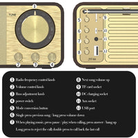 JY-66 Holz Wireless BT5.0 Retro Classic Lautsprecher FM Radio Unterstützung TF / U-Disk / AUX
