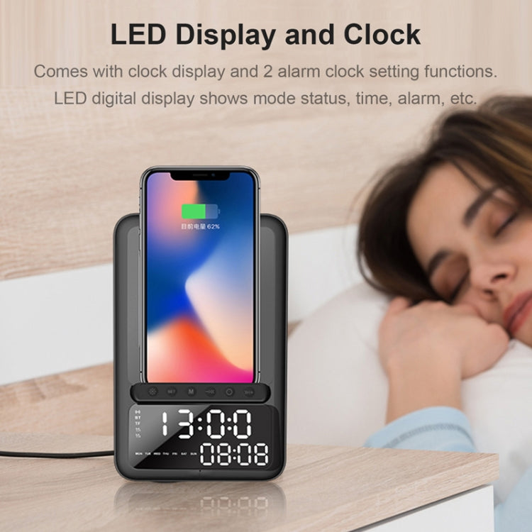 AEC BT512 Multifunktionaler Bluetooth-Lautsprecher, 10 W, kabelloses Ladegerät, LED-Desktop, elektronischer Wecker
