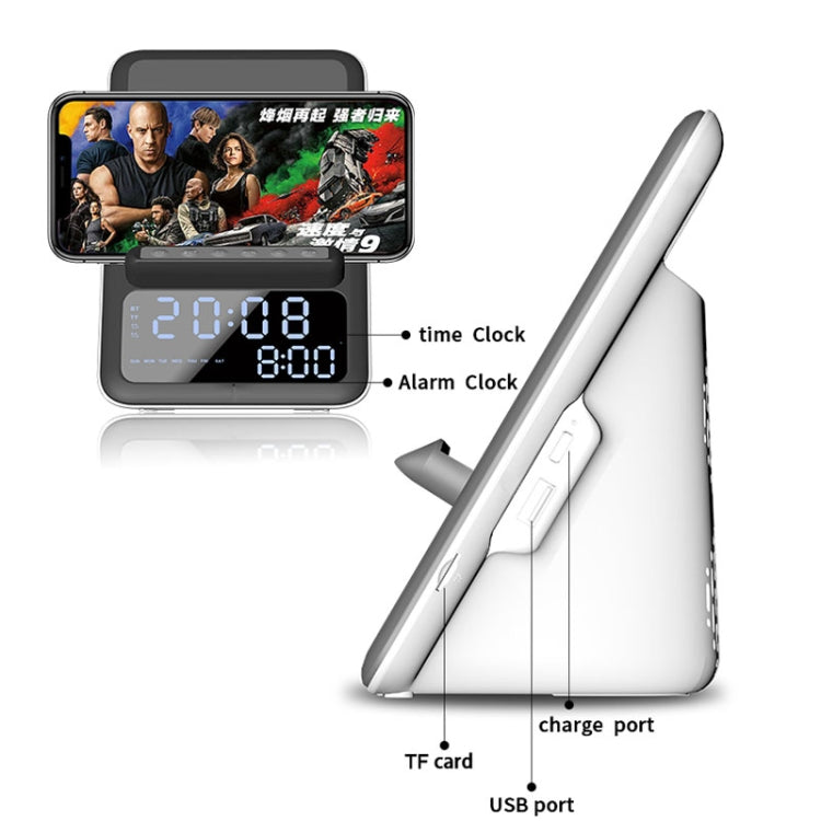AEC BT512 Multifunktionaler Bluetooth-Lautsprecher, 10 W, kabelloses Ladegerät, LED-Desktop, elektronischer Wecker
