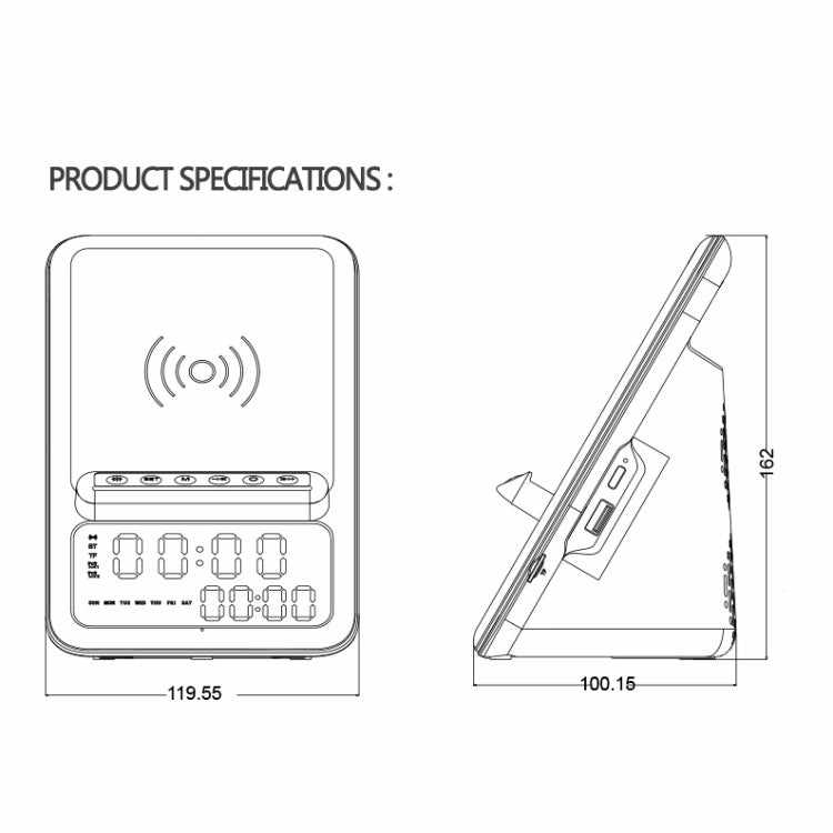 AEC BT512 Multifunktionaler Bluetooth-Lautsprecher, 10 W, kabelloses Ladegerät, LED-Desktop, elektronischer Wecker