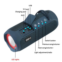 T&G TG227 Tragbarer, wasserdichter Bluetooth-Musiklautsprecher für den Außenbereich mit LED-Unterstützung FM / TF / USB