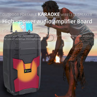 NewRixing NRG401C Tragbarer kabelloser Karaoke-Lautsprecher für den Außenbereich, leistungsstarker Audioverstärker, With Mic