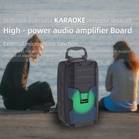 NewRixing NRG401C Tragbarer kabelloser Karaoke-Lautsprecher für den Außenbereich, leistungsstarker Audioverstärker, With Mic
