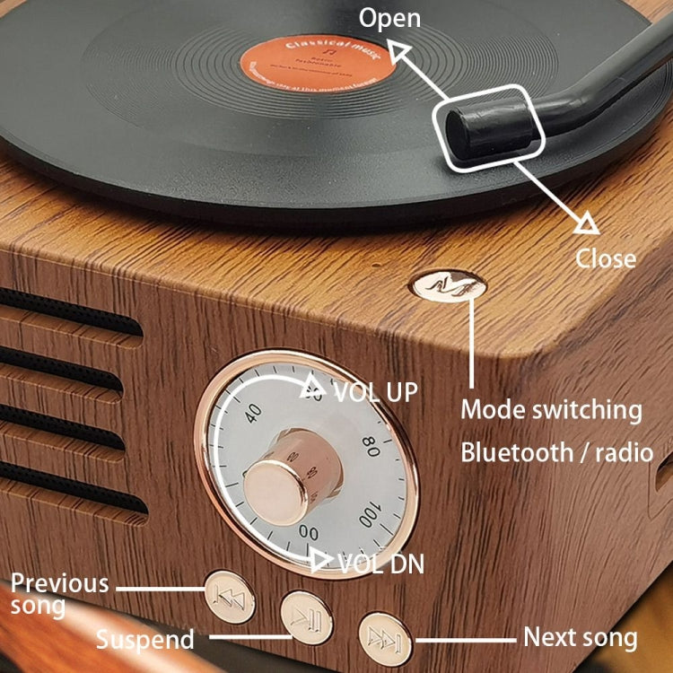 T15 Vinyl Atomic Bluetooth Retro Wireless Audio Desktop-Lautsprecher, Wood Color