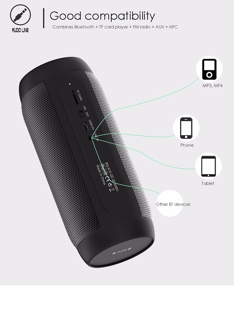 BQ615 PRO Bunter LED-Wireless-HiFi-Stereolautsprecher, kombiniert Bluetooth + TF-Kartenspieler + UKW-Radio + AUX + NFC, BQ615 PRO