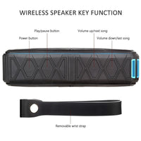 Tragbarer Bluetooth-Lautsprecher, Super-Bass-Stereo-Funklautsprecher, unterstützt IP66, wasserdicht, Notaufladung, Freisprecheinrichtung, TF
