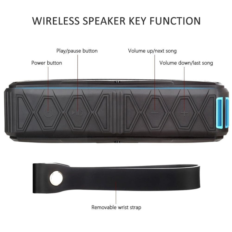 Tragbarer Bluetooth-Lautsprecher, Super-Bass-Stereo-Funklautsprecher, unterstützt IP66, wasserdicht, Notaufladung, Freisprecheinrichtung, TF