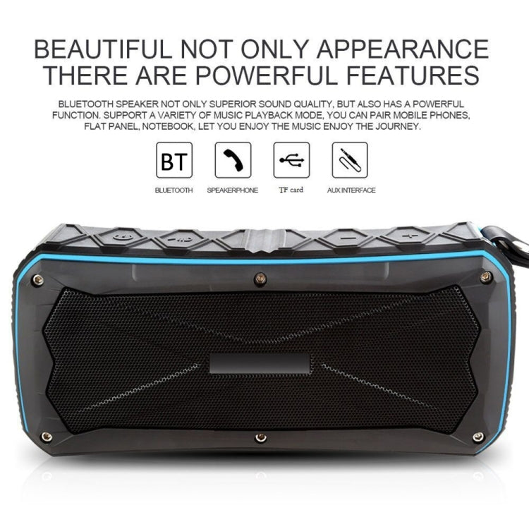 Tragbarer Bluetooth-Lautsprecher, Super-Bass-Stereo-Funklautsprecher, unterstützt IP66, wasserdicht, Notaufladung, Freisprecheinrichtung, TF