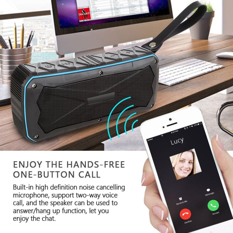 Tragbarer Bluetooth-Lautsprecher, Super-Bass-Stereo-Funklautsprecher, unterstützt IP66, wasserdicht, Notaufladung, Freisprecheinrichtung, TF
