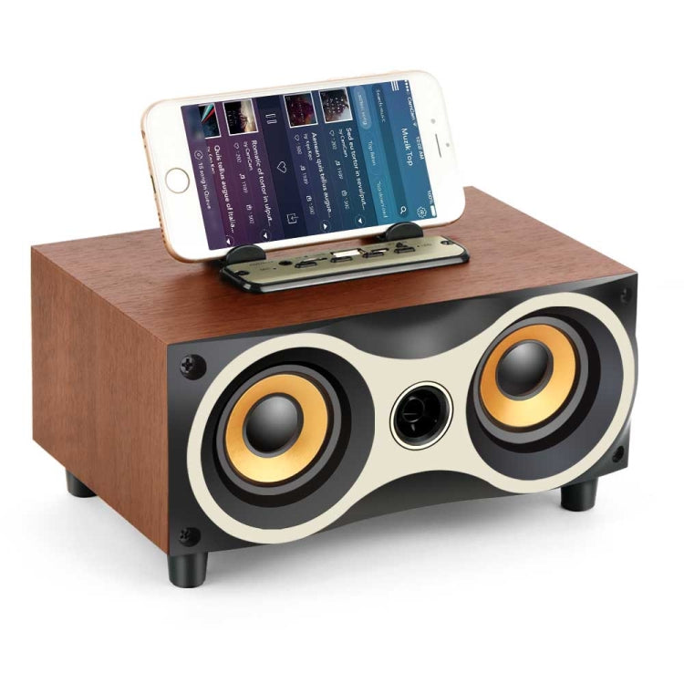 Tragbarer kabelloser Holzlautsprecher, Subwoofer, Stero-Radio, FM, Desktop-Bluetooth-Lautsprecher, Brown Wooden