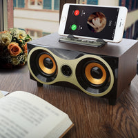 Tragbarer kabelloser Holzlautsprecher, Subwoofer, Stero-Radio, FM, Desktop-Bluetooth-Lautsprecher, Brown Wooden