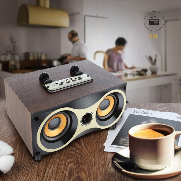 Tragbarer kabelloser Holzlautsprecher, Subwoofer, Stero-Radio, FM, Desktop-Bluetooth-Lautsprecher, Brown Wooden