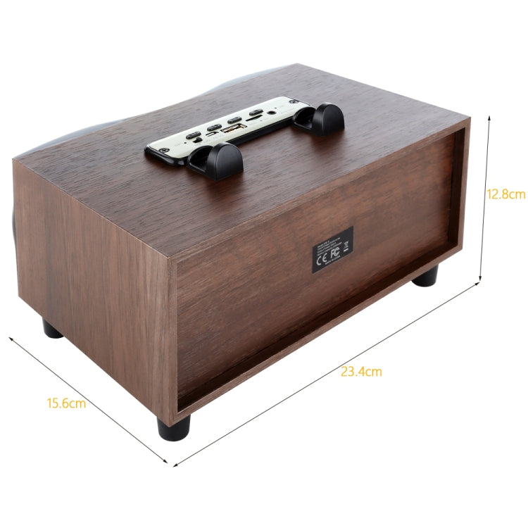 Tragbarer kabelloser Holzlautsprecher, Subwoofer, Stero-Radio, FM, Desktop-Bluetooth-Lautsprecher, Brown Wooden