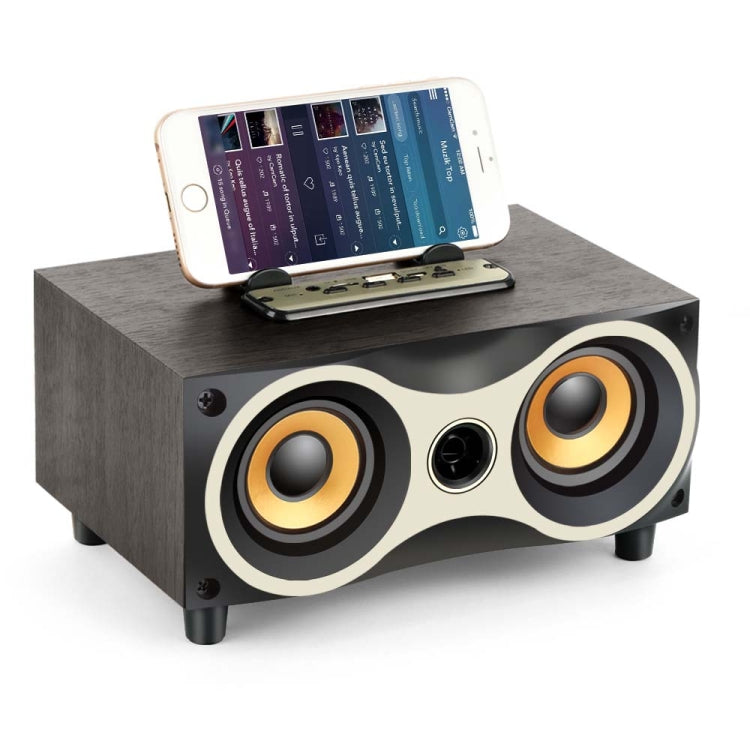 X6 tragbarer kabelloser Holzlautsprecher Subwoofer Stero Bluetooth-Lautsprecher Radio FM Desktop, Black Wooden