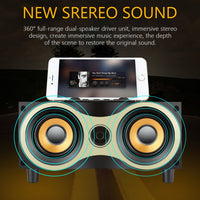 X6 tragbarer kabelloser Holzlautsprecher Subwoofer Stero Bluetooth-Lautsprecher Radio FM Desktop, Black Wooden