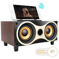 X6 tragbarer kabelloser Holzlautsprecher Subwoofer Stero Bluetooth-Lautsprecher Radio FM Desktop, Black Wooden