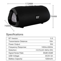 BY Tragbarer Bluetooth-Lautsprecher, wasserdichter kabelloser Lautsprecher, 3D-Stereo-Musik-Surround-Sound-System, Außenlautsprecher, unterstützt TF AUX