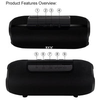 BY Tragbarer Bluetooth-Lautsprecher, wasserdichter kabelloser Lautsprecher, 3D-Stereo-Musik-Surround-Sound-System, Außenlautsprecher, unterstützt TF AUX