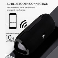 BY Tragbarer Bluetooth-Lautsprecher, wasserdichter kabelloser Lautsprecher, 3D-Stereo-Musik-Surround-Sound-System, Außenlautsprecher, unterstützt TF AUX