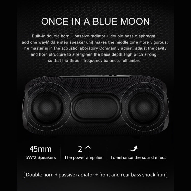 BY Tragbarer Bluetooth-Lautsprecher, wasserdichter kabelloser Lautsprecher, 3D-Stereo-Musik-Surround-Sound-System, Außenlautsprecher, unterstützt TF AUX