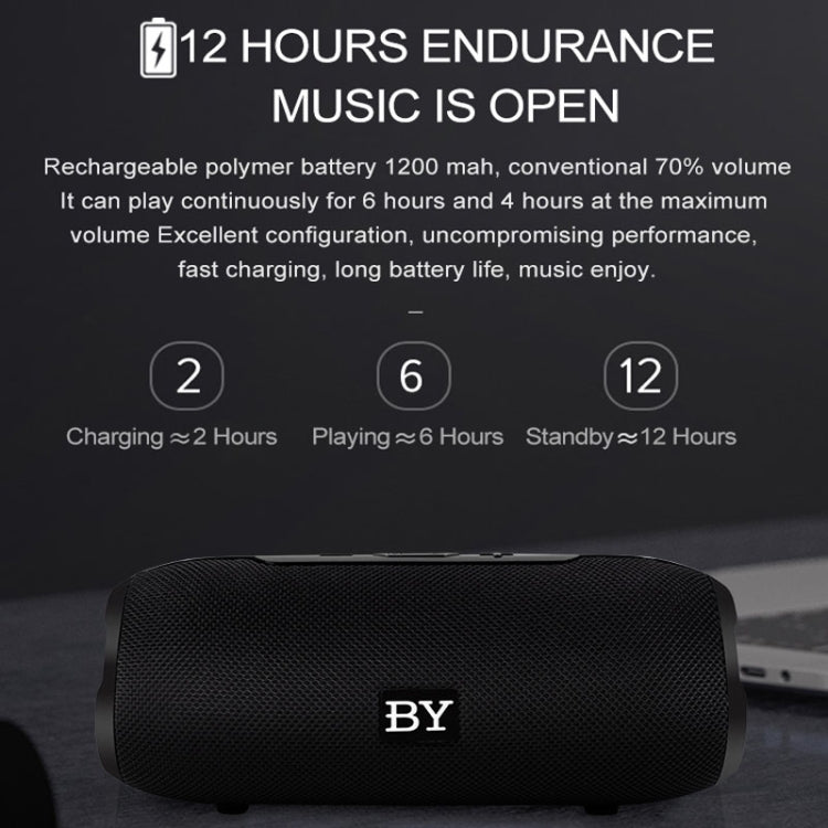 BY Tragbarer Bluetooth-Lautsprecher, wasserdichter kabelloser Lautsprecher, 3D-Stereo-Musik-Surround-Sound-System, Außenlautsprecher, unterstützt TF AUX