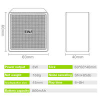 EWA A105 High Hidelity Bluetooth-Lautsprecher, kleiner Hochleistungsbass, TWS Bluetooth-Technologie unterstützt TF