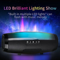 T&G TG165 5 W * 2 tragbarer kabelloser Lautsprecher mit tanzendem LED-Blinklicht, MP3, AUX, USB, FM-Radio, Stereo-Subwoofer