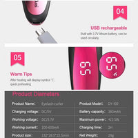 Duosi DY-102 Tragbarer Stift-Stil, beheizter, langlebiger elektrischer Wimpernzange zum Bügeln, USB-wiederaufladbarer, elektrisch beheizter Make-up-Lockenclip