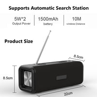 T9 Kabelloser Bluetooth 4.2-Lautsprecher, 10 W, tragbare Soundbox, FM-Digitalradio, 3D-Surround-Stereo, unterstützt Freisprecheinrichtung, TF und AUX