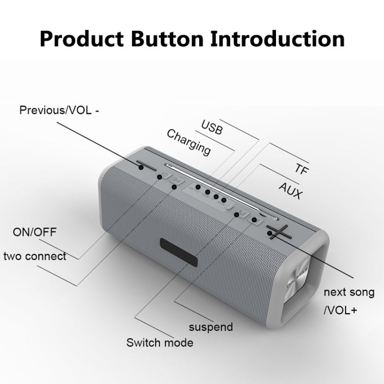 T9 Kabelloser Bluetooth 4.2-Lautsprecher, 10 W, tragbare Soundbox, FM-Digitalradio, 3D-Surround-Stereo, unterstützt Freisprecheinrichtung, TF und AUX