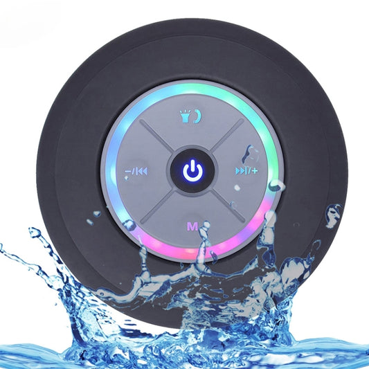BTS-08 Drahtloser Bluetooth-Lautsprecher, wasserdicht, LED-FM-Radio, Subwoofer, Bluetooth-Säule, TF-Karte, Saugnapf, Mini-Duschlautsprecher