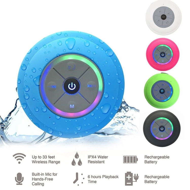 BTS-08 Drahtloser Bluetooth-Lautsprecher, wasserdicht, LED-FM-Radio, Subwoofer, Bluetooth-Säule, TF-Karte, Saugnapf, Mini-Duschlautsprecher