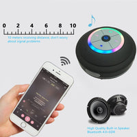 BTS-08 Drahtloser Bluetooth-Lautsprecher, wasserdicht, LED-FM-Radio, Subwoofer, Bluetooth-Säule, TF-Karte, Saugnapf, Mini-Duschlautsprecher