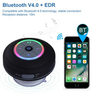 BTS-08 Drahtloser Bluetooth-Lautsprecher, wasserdicht, LED-FM-Radio, Subwoofer, Bluetooth-Säule, TF-Karte, Saugnapf, Mini-Duschlautsprecher