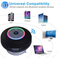 BTS-08 Drahtloser Bluetooth-Lautsprecher, wasserdicht, LED-FM-Radio, Subwoofer, Bluetooth-Säule, TF-Karte, Saugnapf, Mini-Duschlautsprecher